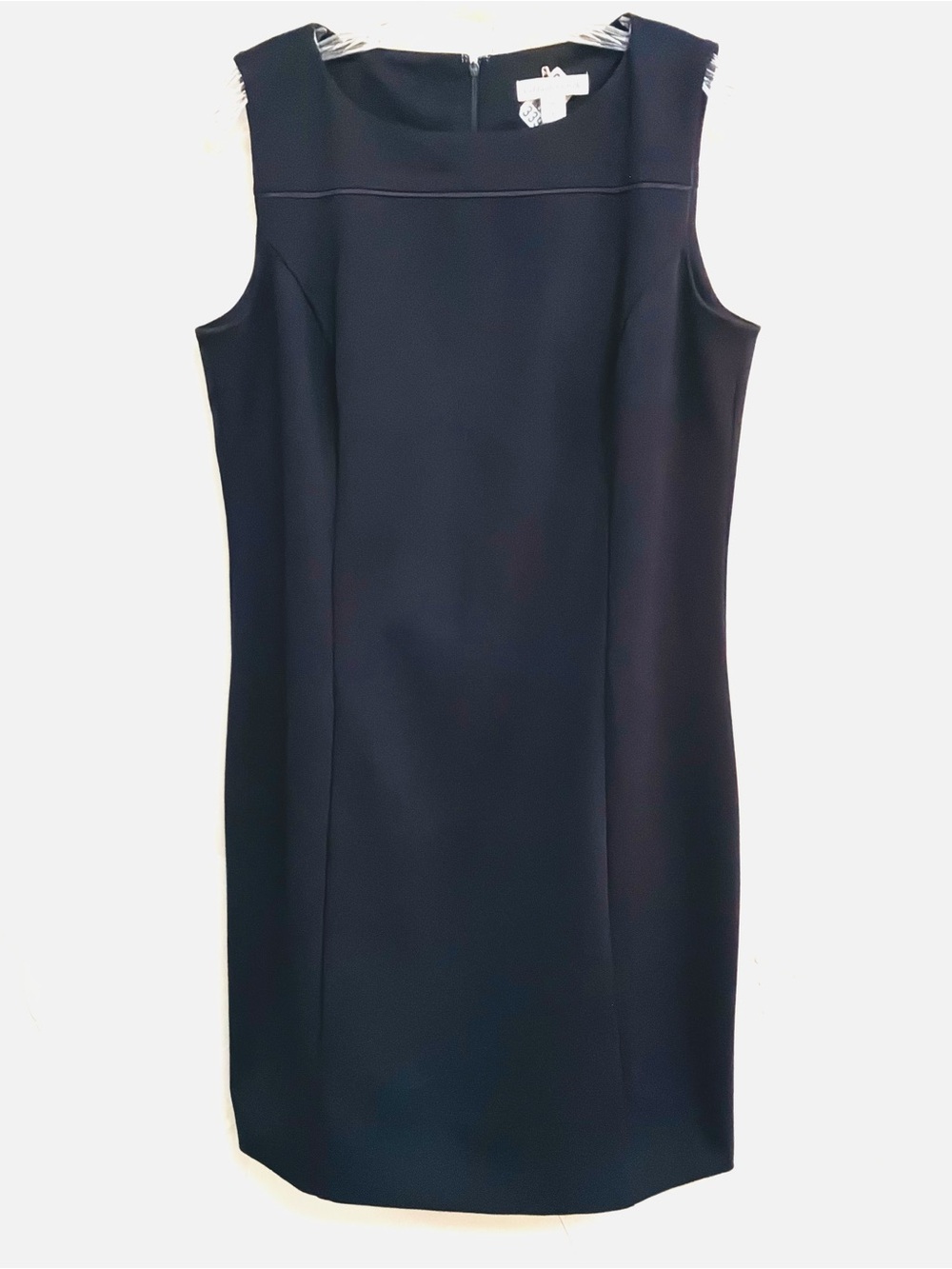 Coldwater Creek women Siz L Black Sheath Dress sleeveless Polyester Stretch Knit